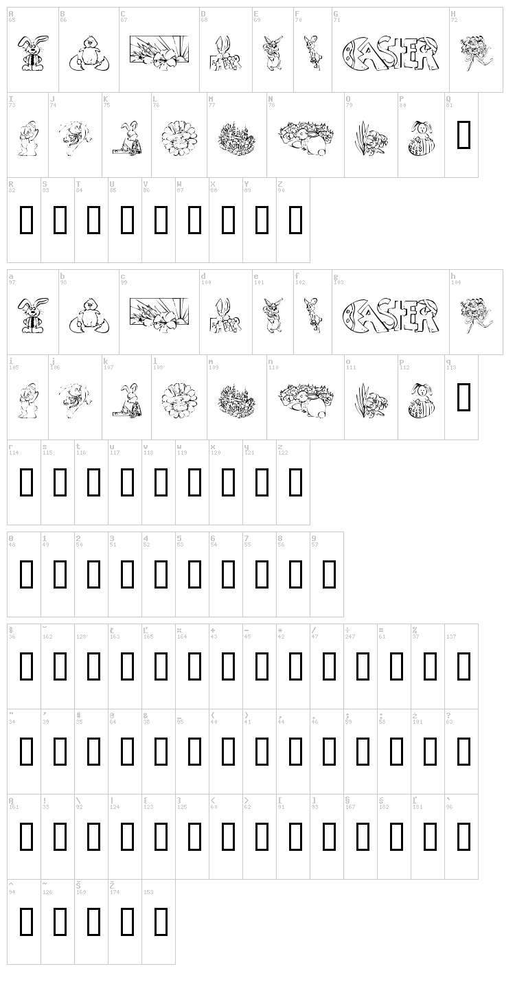KR Easter No2 font map
